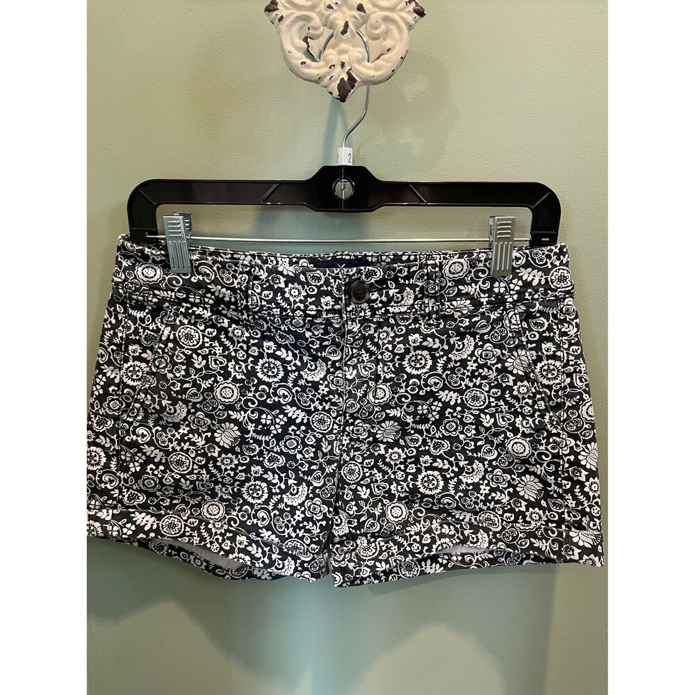 American Eagle Outfitters midi stretch in a navy blue with floral print -size 2